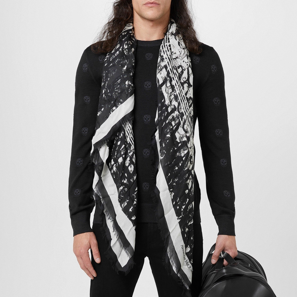 Alexander McQueen Aop Logo Knit Jumper - Black/Char 1053